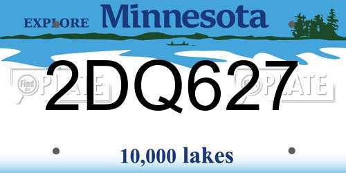 2DQ627 Minnesota License Plate