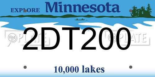 2DT200 Minnesota License Plate