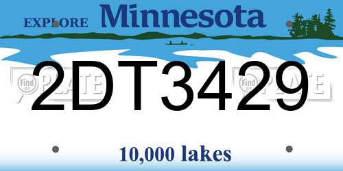 2DT3429 Minnesota License Plate