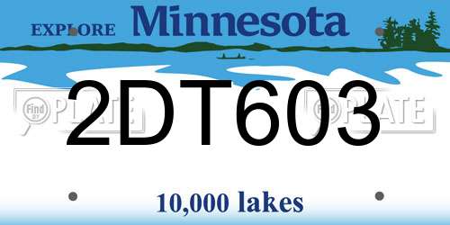 2DT603 Minnesota License Plate