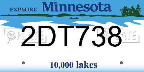 2DT738 Minnesota License Plate