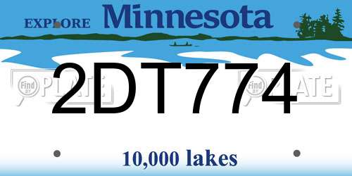 2DT774 Minnesota License Plate