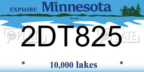 2DT825 Minnesota License Plate