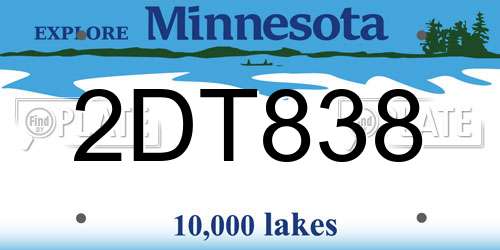 2DT838 Minnesota License Plate