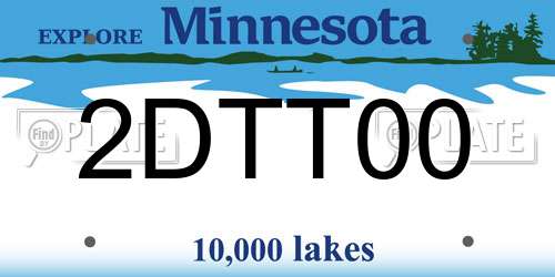2DTT00 Minnesota License Plate