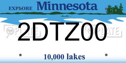 2DTZ00 Minnesota License Plate