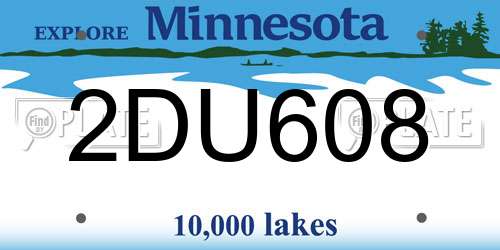 2DU608 Minnesota License Plate