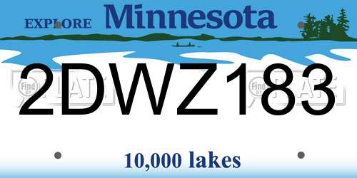 2DWZ183 Minnesota License Plate