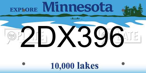 2DX396 Minnesota License Plate