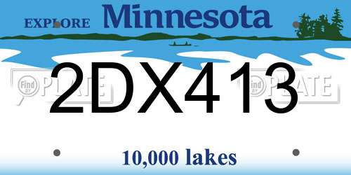 2DX413 Minnesota License Plate