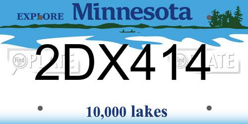 2DX414 Minnesota License Plate