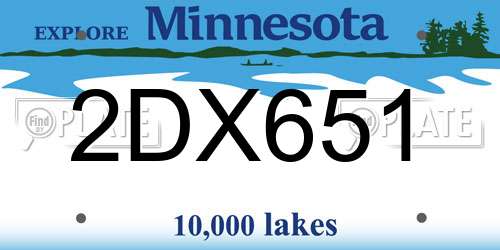 2DX651 Minnesota License Plate