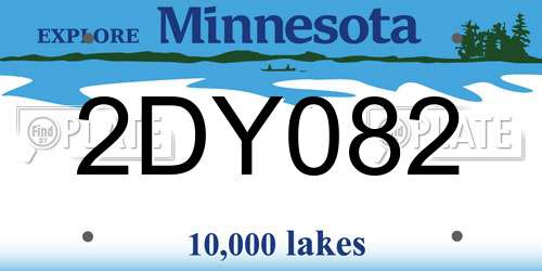 2DY082 Minnesota License Plate