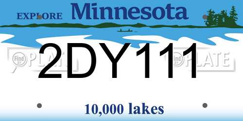 2DY111 Minnesota License Plate