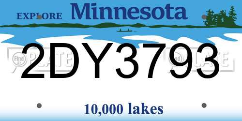 2DY3793 Minnesota License Plate