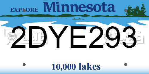 2DYE293 Minnesota License Plate