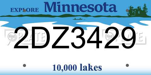 2DZ3429 Minnesota License Plate