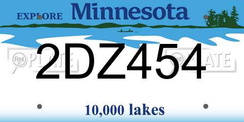 2DZ454 Minnesota License Plate