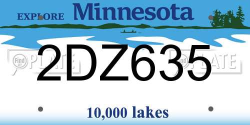2DZ635 Minnesota License Plate