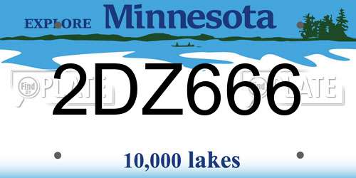 2DZ666 Minnesota License Plate