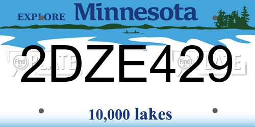 2DZE429 Minnesota License Plate