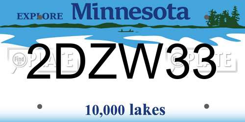 2DZW33 Minnesota License Plate