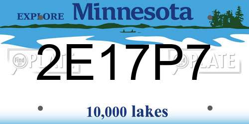 2E17P7 Minnesota License Plate
