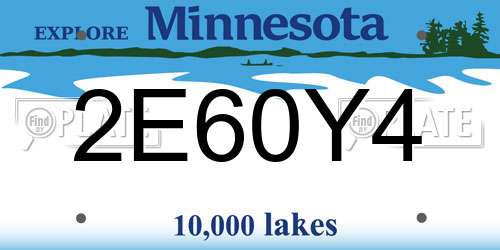 2E60Y4 Minnesota License Plate