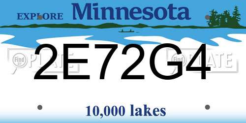 2E72G4 Minnesota License Plate