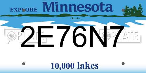 2E76N7 Minnesota License Plate