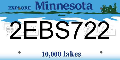 2EBS722 Minnesota License Plate