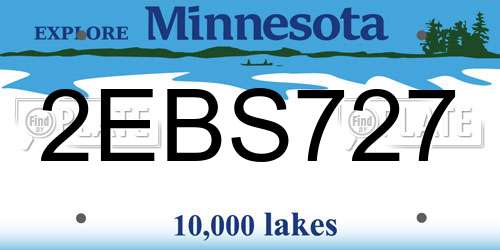 2EBS727 Minnesota License Plate