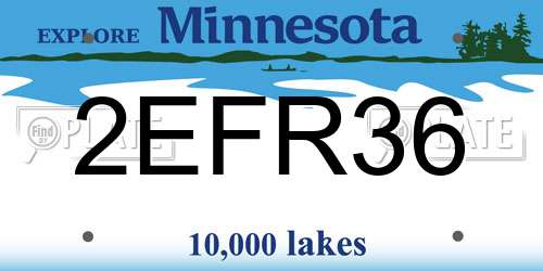 2EFR36 Minnesota License Plate