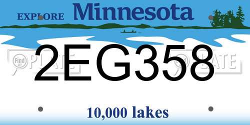 2EG358 Minnesota License Plate