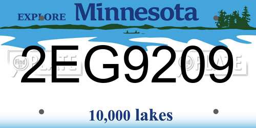 2EG9209 Minnesota License Plate