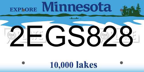 2EGS828 Minnesota License Plate