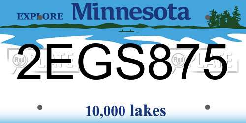 2EGS875 Minnesota License Plate