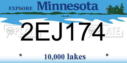 2EJ174 Minnesota License Plate