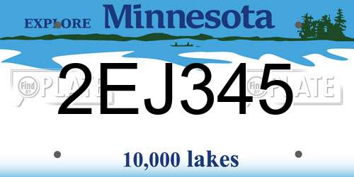 2EJ345 Minnesota License Plate