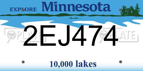 2EJ474 Minnesota License Plate