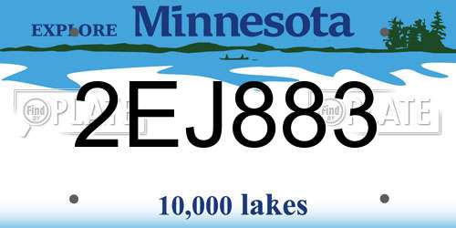 2EJ883 Minnesota License Plate