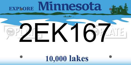 2EK167 Minnesota License Plate