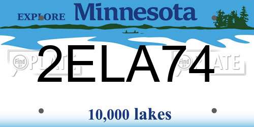 2ELA74 Minnesota License Plate