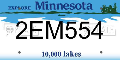 2EM554 Minnesota License Plate