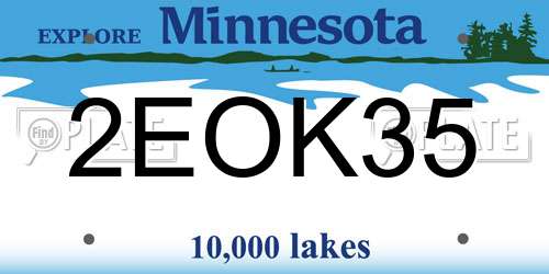 2EOK35 Minnesota License Plate