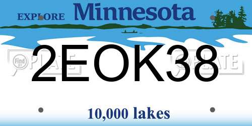 2EOK38 Minnesota License Plate