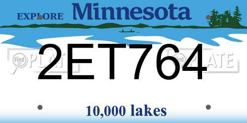 2ET764 Minnesota License Plate