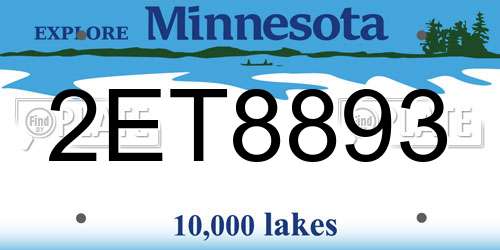 2ET8893 Minnesota License Plate