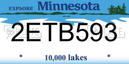 2ETB593 Minnesota License Plate