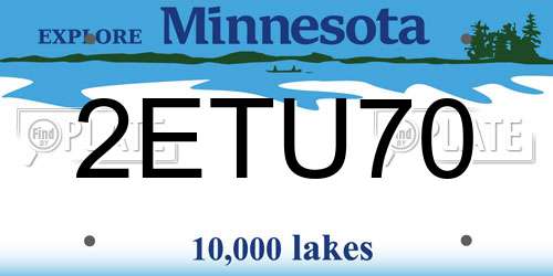 2ETU70 Minnesota License Plate